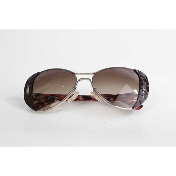 PRADA SPR60S Brown Silver Orange Gradient Sunglasses Aviator Designer Unisex - Picture 10 of 13
